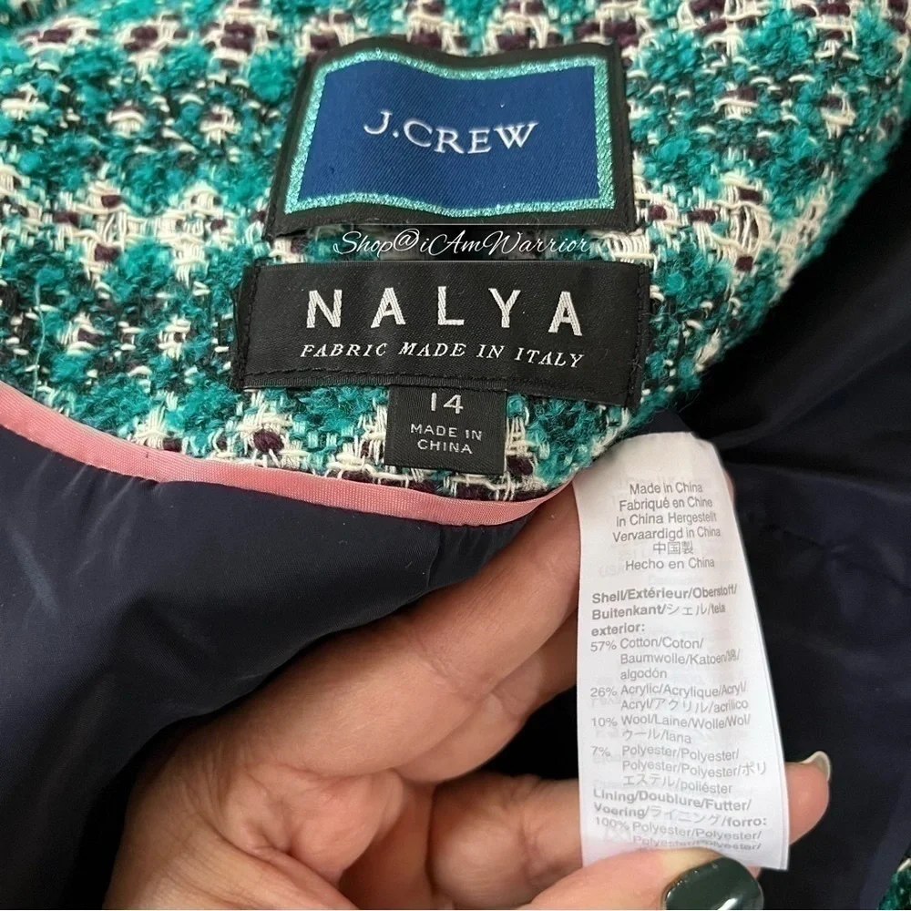 J.Crew Collection NWOT blazer in teal textured Italian Jacquard *shop@iamwarrior